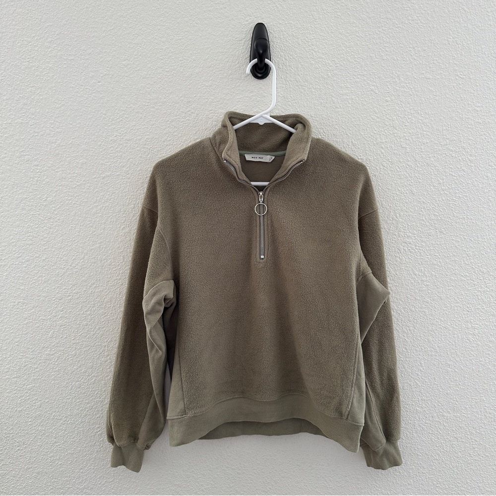 MOD REF‎ Olive Green Quarter Zip Sweatshirt - Gorpcore Athleisure Lounge - S